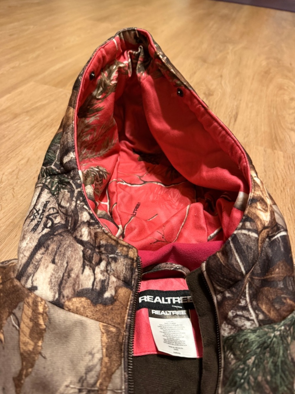 Realtree Hooded Camo Puffer Jacket - Pink Lining - Picture 3 of 8